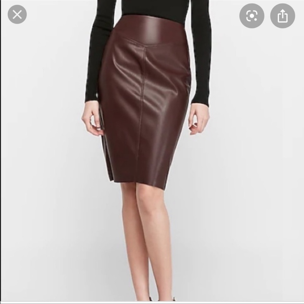 Express faux leather brown skirt super cute for work